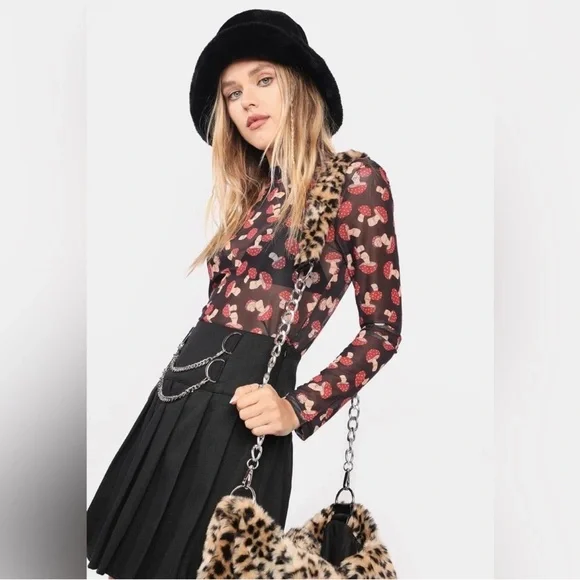 Dangerfield Mushroom Mesh Top Women’s Size 8 - Picture 3 of 16